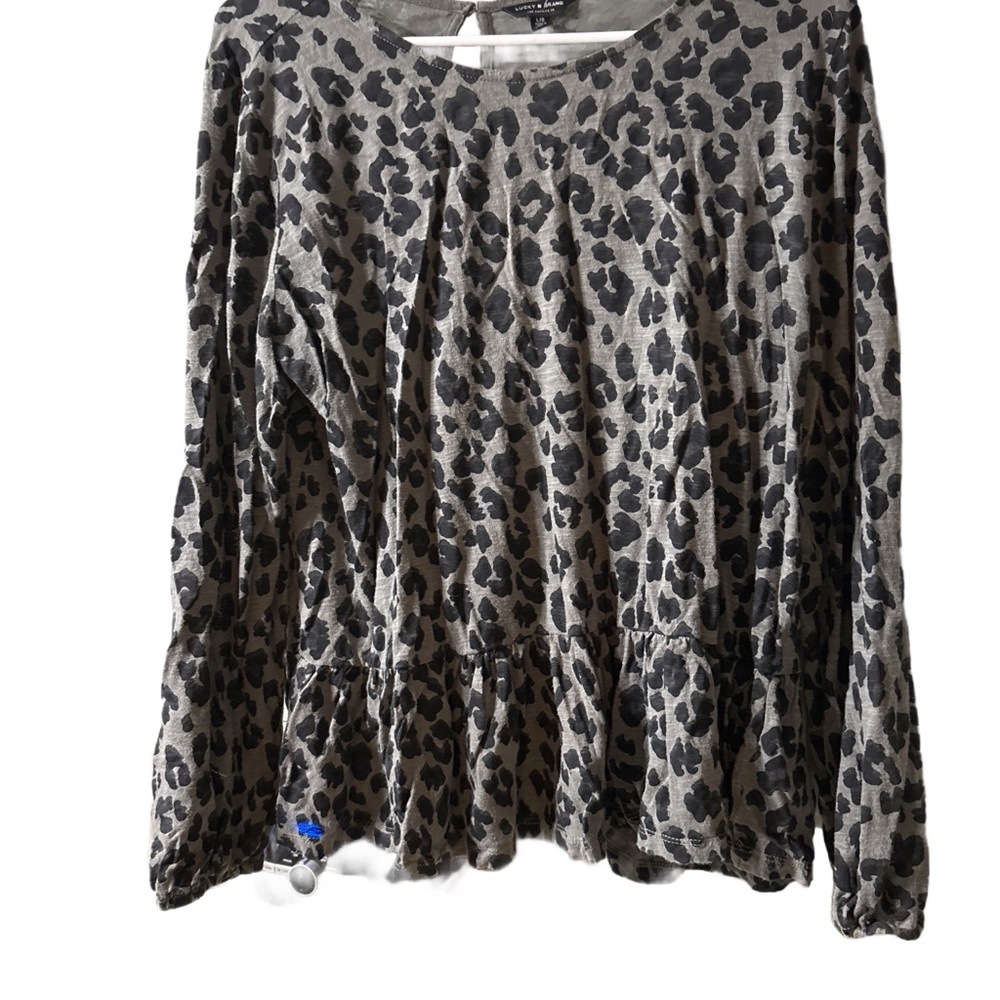 Lucky Brand Gray Leopard Print Blouse